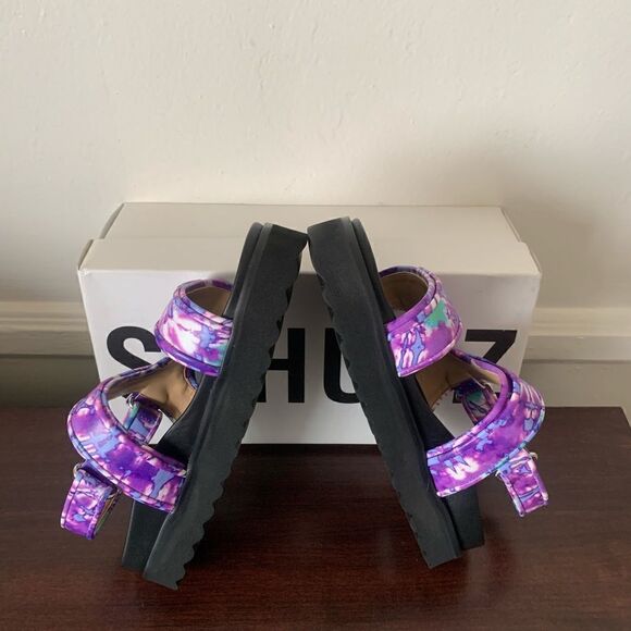 Schutz dariana platform tie due  leather sandal size 6 in purple - Picture 5 of 14
